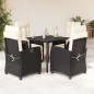 vidaXL 5-tlg. Garten-Essgruppe mit Kissen Schwarz Poly Rattan vidaXL 5-tlg. Garten-Essgruppe mit Kissen Schwarz Poly Rattan