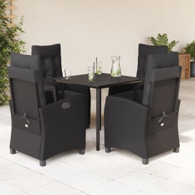 vidaXL 5-tlg. Garten-Essgruppe mit Kissen Schwarz Poly Rattan