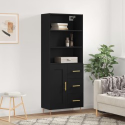 Highboard Schwarz 69,5x34x180 cm Holzwerkstoff