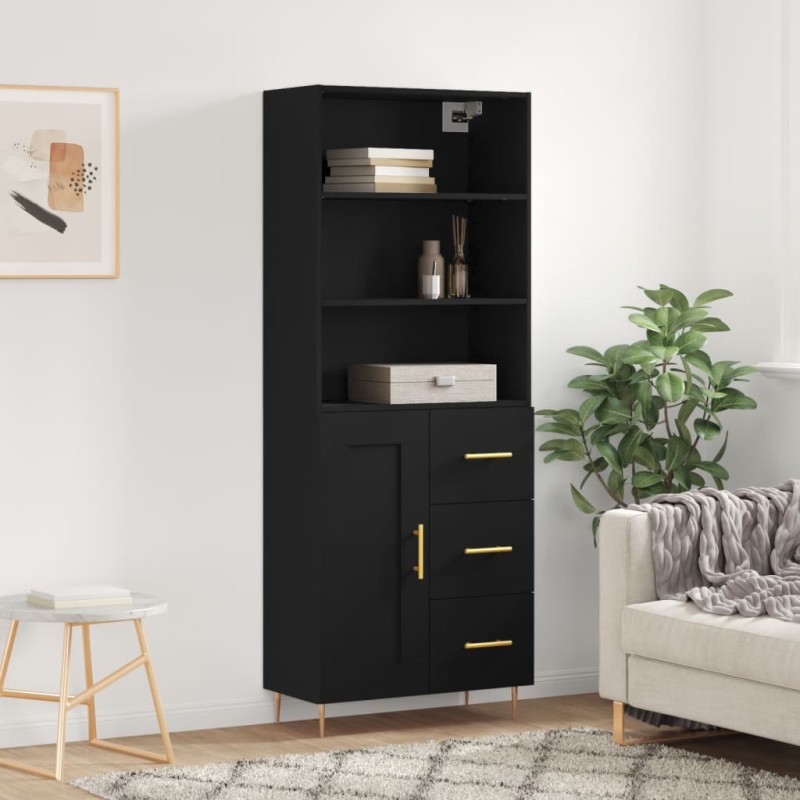Highboard Schwarz 69,5x34x180 cm Holzwerkstoff Highboard Schwarz 69,5x34x180 cm Holzwerkstoff