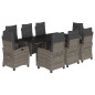 vidaXL 9-tlg. Garten-Essgruppe mit Kissen Grau Poly Rattan vidaXL 9-tlg. Garten-Essgruppe mit Kissen Grau Poly Rattan