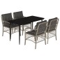 vidaXL 5-tlg. Garten-Essgruppe mit Kissen Hellgrau Poly Rattan vidaXL 5-tlg. Garten-Essgruppe mit Kissen Hellgrau Poly Rattan