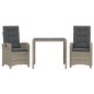 vidaXL 3-tlg. Garten-Essgruppe mit Kissen Grau Poly Rattan vidaXL 3-tlg. Garten-Essgruppe mit Kissen Grau Poly Rattan