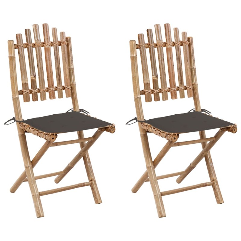 Klappbare Gartenstühle 2 Stk. mit Kissen Bambus Klappbare Gartenstühle 2 Stk. mit Kissen Bambus