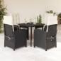 vidaXL 5-tlg. Garten-Essgruppe mit Kissen Schwarz Poly Rattan vidaXL 5-tlg. Garten-Essgruppe mit Kissen Schwarz Poly Rattan