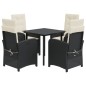 vidaXL 5-tlg. Garten-Essgruppe mit Kissen Schwarz Poly Rattan vidaXL 5-tlg. Garten-Essgruppe mit Kissen Schwarz Poly Rattan
