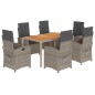 vidaXL 7-tlg. Garten-Essgruppe mit Kissen Grau Poly Rattan vidaXL 7-tlg. Garten-Essgruppe mit Kissen Grau Poly Rattan