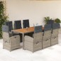 vidaXL 9-tlg. Garten-Essgruppe mit Kissen Grau Poly Rattan vidaXL 9-tlg. Garten-Essgruppe mit Kissen Grau Poly Rattan
