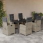 vidaXL 7-tlg. Garten-Essgruppe mit Kissen Hellgrau Poly Rattan vidaXL 7-tlg. Garten-Essgruppe mit Kissen Hellgrau Poly Rattan