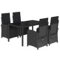vidaXL 5-tlg. Garten-Essgruppe mit Kissen Schwarz Poly Rattan vidaXL 5-tlg. Garten-Essgruppe mit Kissen Schwarz Poly Rattan