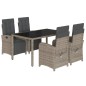 vidaXL 5-tlg. Garten-Essgruppe mit Kissen Grau Poly Rattan vidaXL 5-tlg. Garten-Essgruppe mit Kissen Grau Poly Rattan