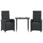vidaXL 3-tlg. Bistro-Set mit Kissen Schwarz Poly Rattan vidaXL 3-tlg. Bistro-Set mit Kissen Schwarz Poly Rattan
