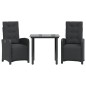 vidaXL 3-tlg. Bistro-Set mit Kissen Schwarz Poly Rattan vidaXL 3-tlg. Bistro-Set mit Kissen Schwarz Poly Rattan