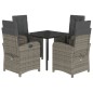 vidaXL 5-tlg. Garten-Essgruppe mit Kissen Grau Poly Rattan vidaXL 5-tlg. Garten-Essgruppe mit Kissen Grau Poly Rattan