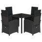 vidaXL 5-tlg. Garten-Essgruppe mit Kissen Schwarz Poly Rattan vidaXL 5-tlg. Garten-Essgruppe mit Kissen Schwarz Poly Rattan