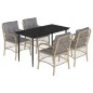 vidaXL 5-tlg. Garten-Essgruppe mit Kissen Beigemischung Poly Rattan