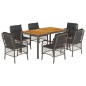 vidaXL 7-tlg. Garten-Essgruppe mit Kissen Grau Poly Rattan vidaXL 7-tlg. Garten-Essgruppe mit Kissen Grau Poly Rattan
