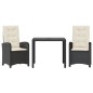vidaXL 3-tlg. Garten-Essgruppe mit Kissen Schwarz Poly Rattan vidaXL 3-tlg. Garten-Essgruppe mit Kissen Schwarz Poly Rattan