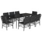 vidaXL 9-tlg. Garten-Essgruppe mit Kissen Schwarz Poly Rattan vidaXL 9-tlg. Garten-Essgruppe mit Kissen Schwarz Poly Rattan