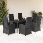 vidaXL 7-tlg. Garten-Essgruppe mit Kissen Schwarz Poly Rattan vidaXL 7-tlg. Garten-Essgruppe mit Kissen Schwarz Poly Rattan