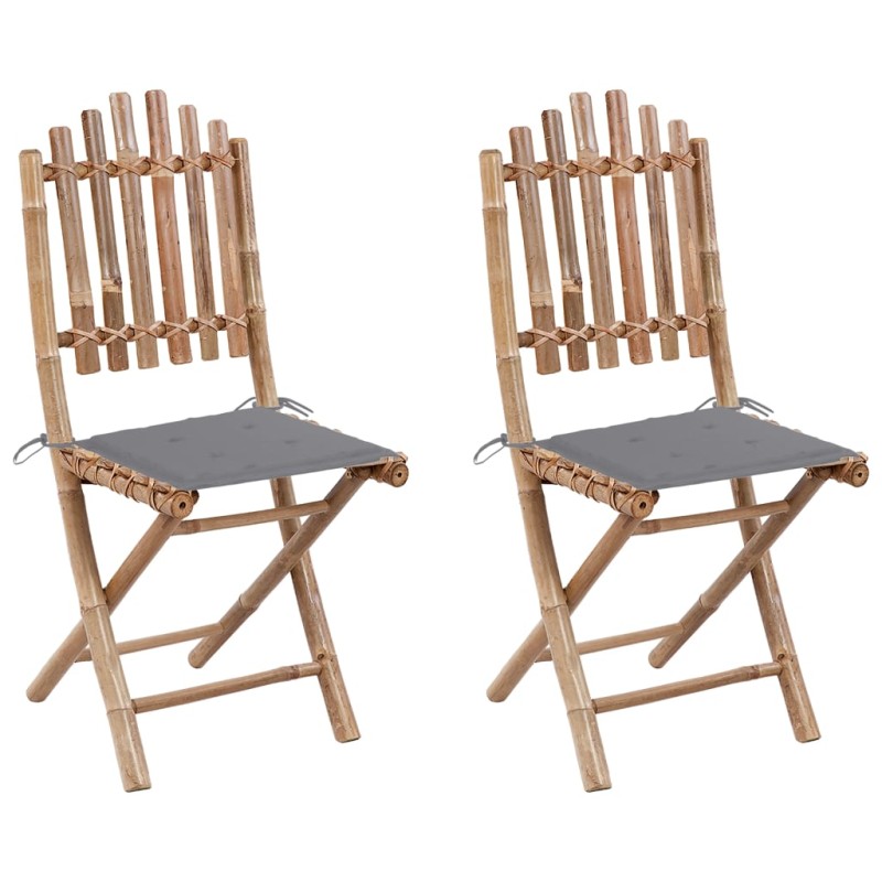 Klappbare Gartenstühle 2 Stk. mit Kissen Bambus Klappbare Gartenstühle 2 Stk. mit Kissen Bambus