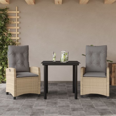 vidaXL 3-tlg. Garten-Essgruppe mit Kissen Beigemischung Poly Rattan