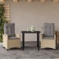 vidaXL 3-tlg. Garten-Essgruppe mit Kissen Beigemischung Poly Rattan vidaXL 3-tlg. Garten-Essgruppe mit Kissen Beigemischung Poly Rattan