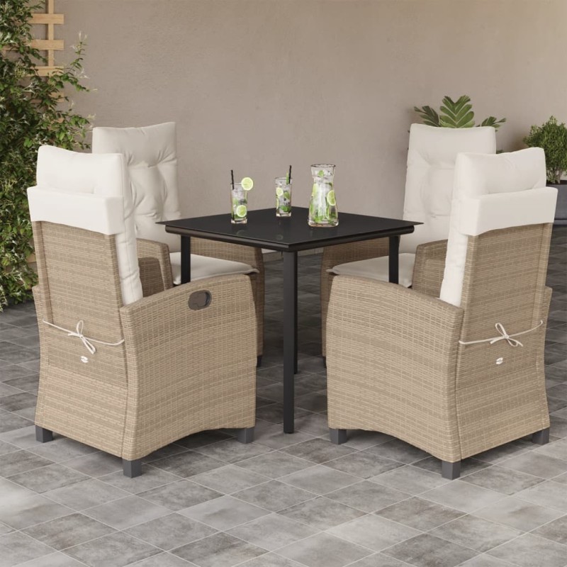 vidaXL 5-tlg. Garten-Essgruppe mit Kissen Beige Poly Rattan vidaXL 5-tlg. Garten-Essgruppe mit Kissen Beige Poly Rattan