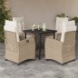 vidaXL 5-tlg. Garten-Essgruppe mit Kissen Beige Poly Rattan vidaXL 5-tlg. Garten-Essgruppe mit Kissen Beige Poly Rattan
