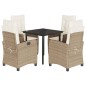 vidaXL 5-tlg. Garten-Essgruppe mit Kissen Beige Poly Rattan vidaXL 5-tlg. Garten-Essgruppe mit Kissen Beige Poly Rattan