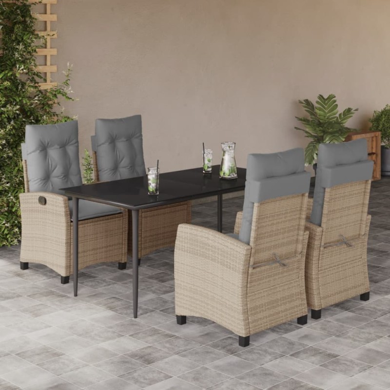 vidaXL 5-tlg. Garten-Essgruppe mit Kissen Beigemischung Poly Rattan vidaXL 5-tlg. Garten-Essgruppe mit Kissen Beigemischung Poly Rattan