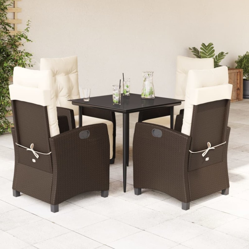 vidaXL 5-tlg. Garten-Essgruppe mit Kissen Braun Poly Rattan vidaXL 5-tlg. Garten-Essgruppe mit Kissen Braun Poly Rattan