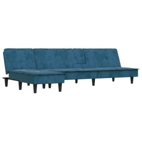 vidaXL Schlafsofa in L-Form Blau 255x140x70 cm Samt