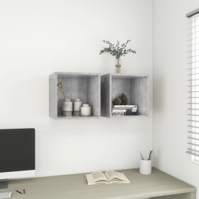 vidaXL Wandschränke 2 Stk. Betongrau 37x37x37 cm Holzwerkstoff