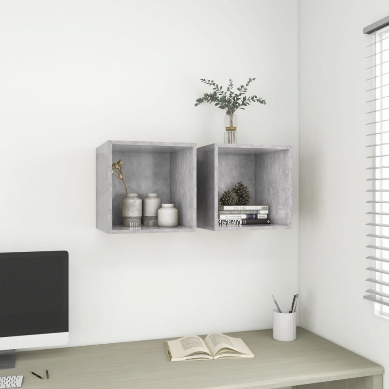 vidaXL Wandschränke 2 Stk. Betongrau 37x37x37 cm Holzwerkstoff vidaXL Wandschränke 2 Stk. Betongrau 37x37x37 cm Holzwerkstoff