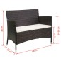 vidaXL Gartenbank 106 cm Poly Rattan Braun vidaXL Gartenbank 106 cm Poly Rattan Braun