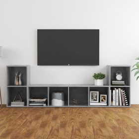 vidaXL 3-tlg. TV-Schrank-Set Betongrau Holzwerkstoff