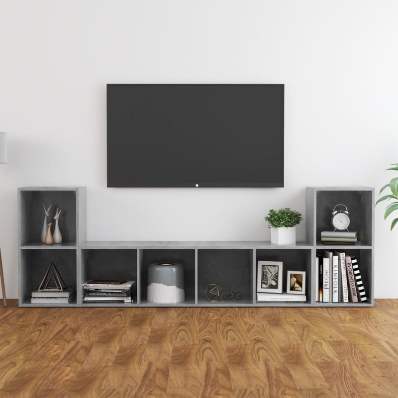vidaXL 3-tlg. TV-Schrank-Set Betongrau Holzwerkstoff vidaXL 3-tlg. TV-Schrank-Set Betongrau Holzwerkstoff
