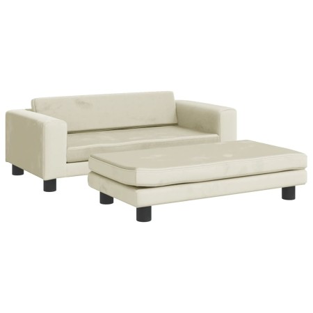 vidaXL Kindersofa mit Hocker Creme 100x50x30 cm Samt