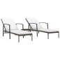 vidaXL Sonnenliegen 2 Stk. mit Tisch Poly Rattan Braun vidaXL Sonnenliegen 2 Stk. mit Tisch Poly Rattan Braun