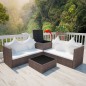 vidaXL 4-tlg. Garten-Lounge-Set mit Auflagen Poly Rattan Braun vidaXL 4-tlg. Garten-Lounge-Set mit Auflagen Poly Rattan Braun