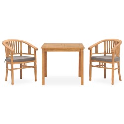 vidaXL 3-tlg. Garten-Essgruppe mit Auflagen Teak Massivholz 