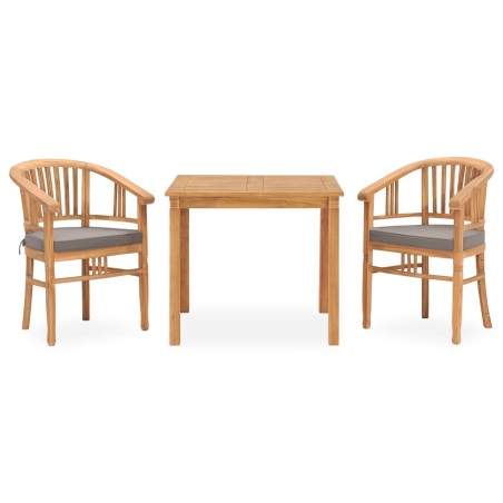 vidaXL 3-tlg. Garten-Essgruppe mit Auflagen Teak Massivholz 