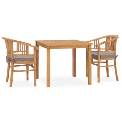 vidaXL 3-tlg. Garten-Essgruppe mit Auflagen Teak Massivholz 