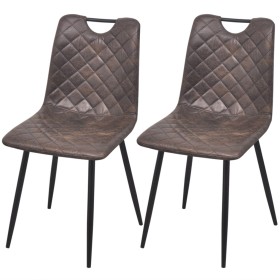 vidaXL Esszimmerstühle 2 Stk. Dunkelbraun Kunstleder 