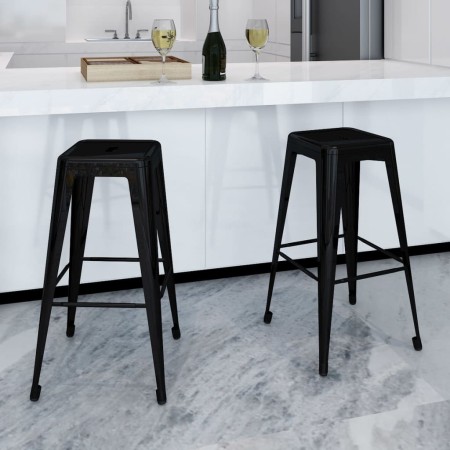 vidaXL Barhocker 2 Stk. Schwarz Stahl