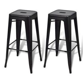 vidaXL Barhocker 2 Stk. Schwarz Stahl