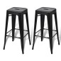 vidaXL Barhocker 2 Stk. Schwarz Stahl vidaXL Barhocker 2 Stk. Schwarz Stahl