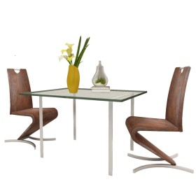 vidaXL Esszimmerstühle 2 Stk. Braun Kunstleder