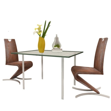 vidaXL Esszimmerstühle 2 Stk. Braun Kunstleder